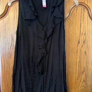 Black Sleeveless Ruffle Top